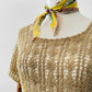 Vintage 1970s Beige Short-Sleeve Scoop Neck Crochet Tunic  - Sz. S