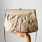 1970s - 1980s Light Beige Gold-Toned Leather Purse