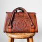 RESERVED - 1960s - 1970s Dark Brown Well-Worn Tooled Leather Handbag