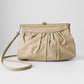 1970s - 1980s Light Beige Gold-Toned Leather Purse