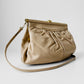 1970s - 1980s Light Beige Gold-Toned Leather Purse