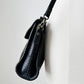 1990s Black Leather Herringbone Weave LIZ CLAIBORNE Crossbody Purse