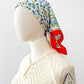 Vintage 1960s - 1970s Made in Italy Red Trim Floral Kerchief Scarf