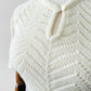 Vintage 1960s Ivory Flutter Sleeve Fitted Knit Top - Sz. S