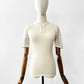 Vintage 1960s Ivory Flutter Sleeve Fitted Knit Top - Sz. S