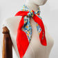 Vintage 1960s - 1970s Made in Italy Red Trim Floral Kerchief Scarf