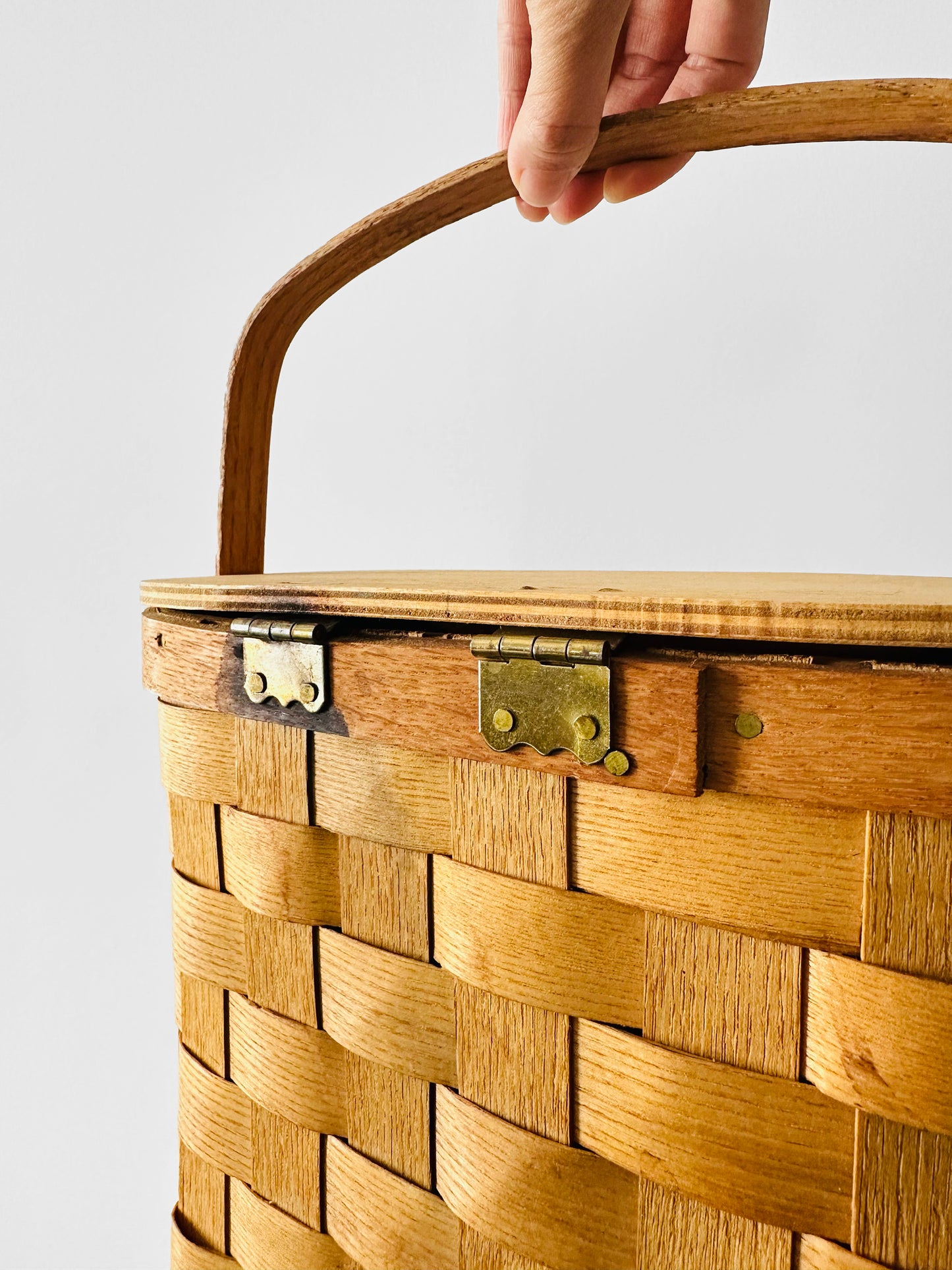 Vintage 1950s - 1960s Mid-Century Basketville Woven Wood Basket Bag