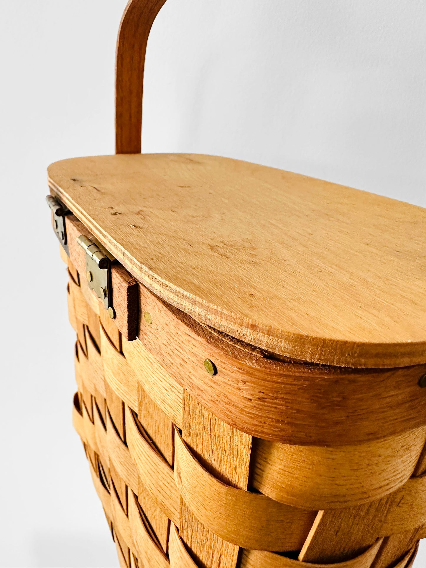 Vintage 1950s - 1960s Mid-Century Basketville Woven Wood Basket Bag