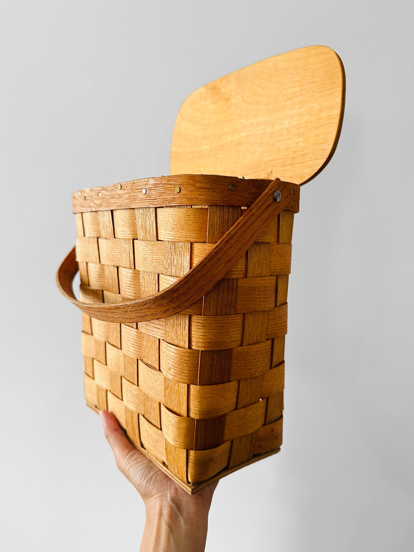 Vintage 1950s - 1960s Mid-Century Basketville Woven Wood Basket Bag
