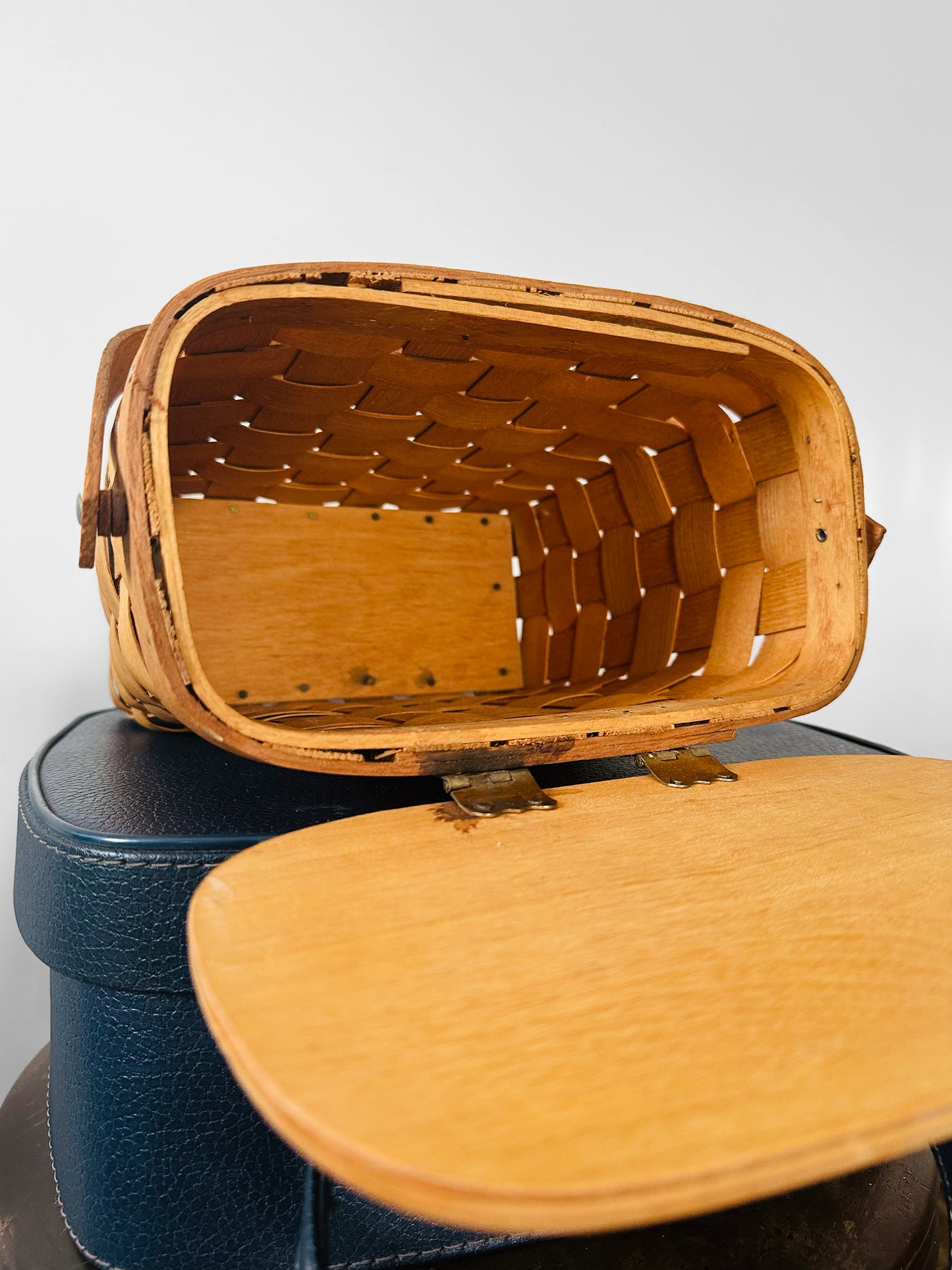 Vintage 1950s - 1960s Mid-Century Basketville Woven Wood Basket Bag