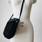 1980s Black Faux Suede Zippered Shoulder Purse