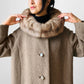 1960s Taupe Fur Collar A-Line Mid-Length Coat