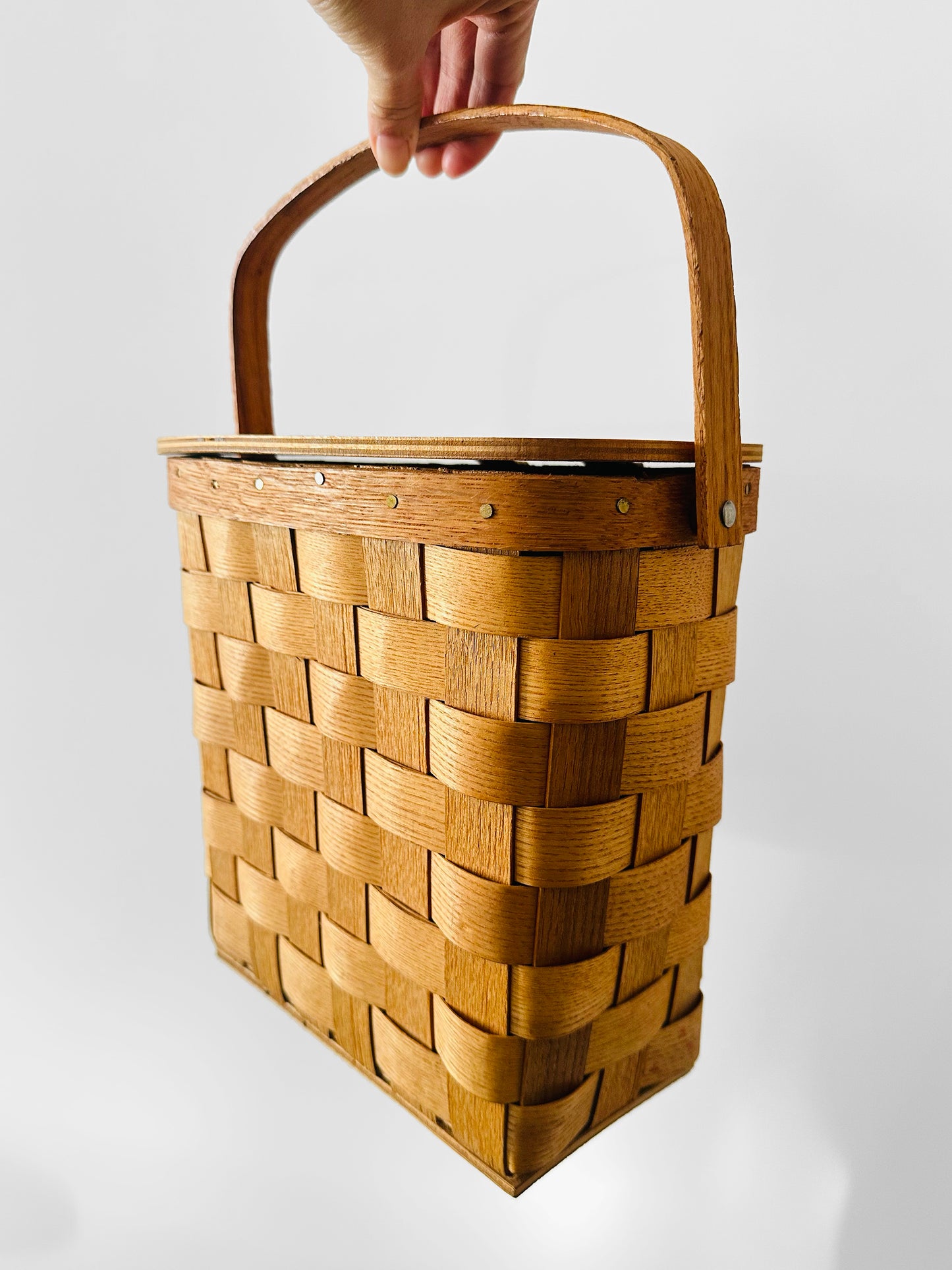 Vintage 1950s - 1960s Mid-Century Basketville Woven Wood Basket Bag