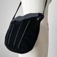 1980s Black Faux Suede Zippered Shoulder Purse