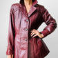 70s Maroon Tapered Waist Leather Jacket  - Sz. S/M