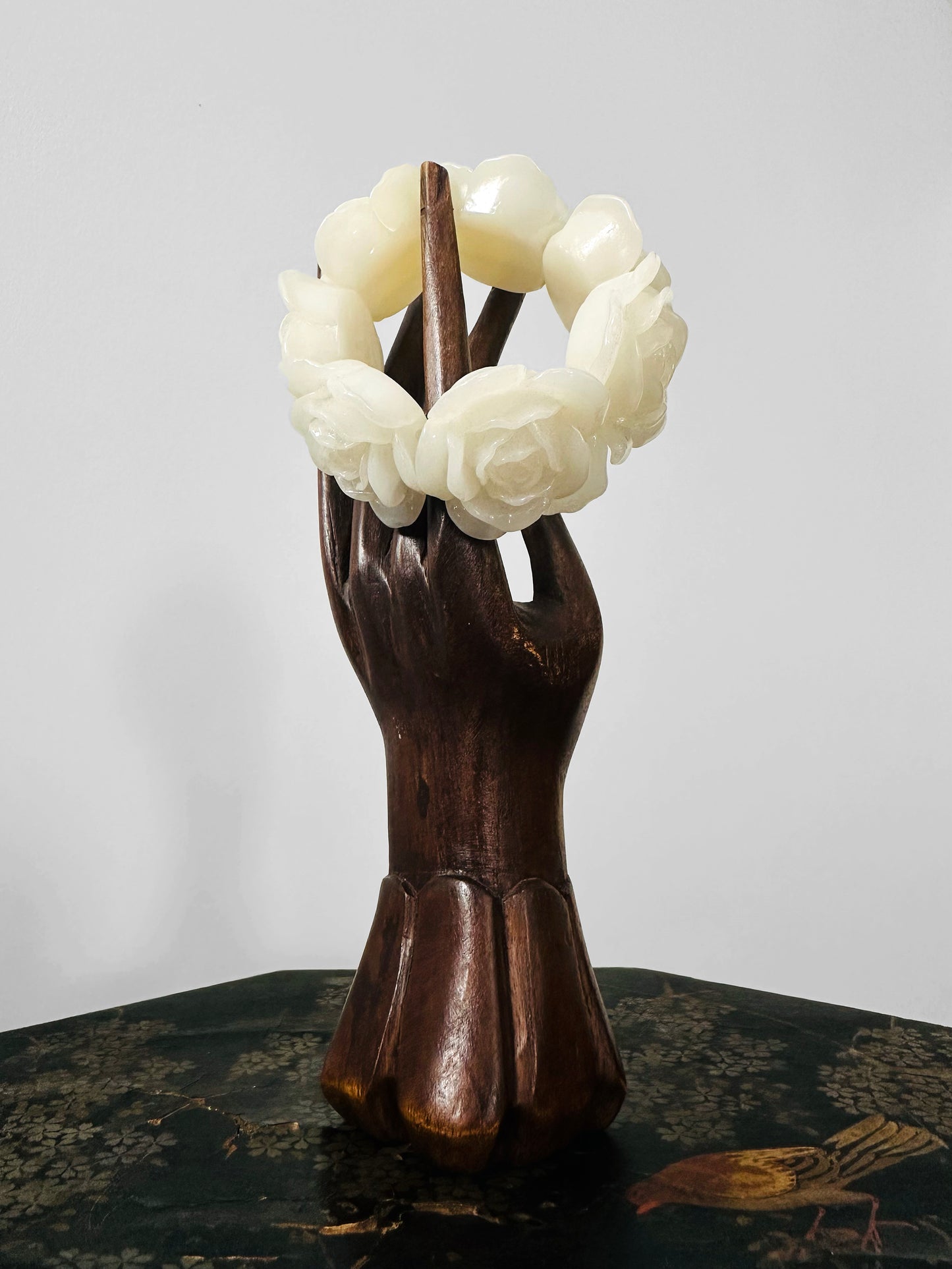 Vintage 1980s Cream Rose Florette Elastic Stretch Bracelet