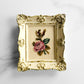 Vintage 1950s - 1960s Cream Framed Victorian Rose Petit Point Wall Hanging