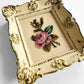 Vintage 1950s - 1960s Cream Framed Victorian Rose Petit Point Wall Hanging