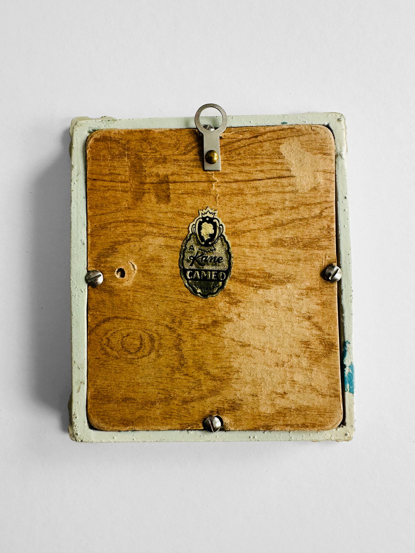 Vintage 1950s - 1960s Cream Framed Victorian Rose Petit Point Wall Hanging