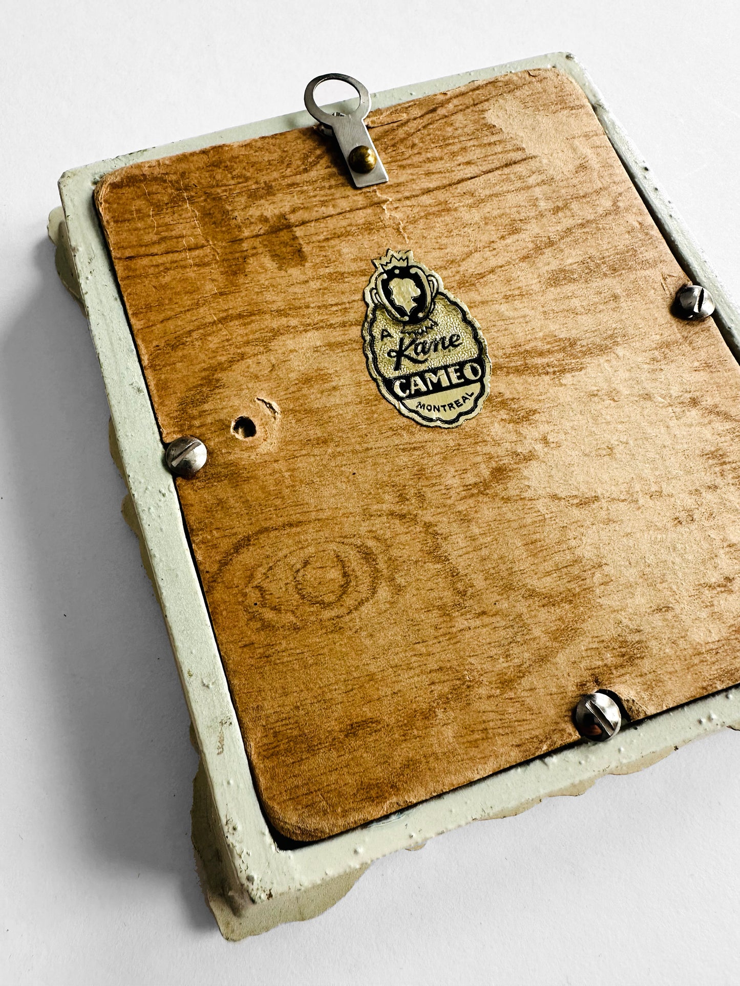 Vintage 1950s - 1960s Cream Framed Victorian Rose Petit Point Wall Hanging