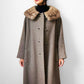 1960s Taupe Fur Collar A-Line Mid-Length Coat