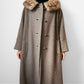 1960s Taupe Fur Collar A-Line Mid-Length Coat