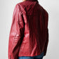 Vintage 1970s Maroon Red Zip Front Leather Jacket - Sz. M