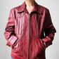 Vintage 1970s Maroon Red Zip Front Leather Jacket - Sz. M