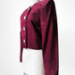 1980s Wine Toned Suede Crop Button Front Jacket - Sz. S/M