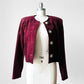 1980s Wine Toned Suede Crop Button Front Jacket - Sz. S/M