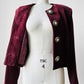 1980s Wine Toned Suede Crop Button Front Jacket - Sz. S/M