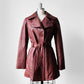 Y2K Maroon Bod & Christensen 70s Style Soft Leather Belted Jacket - Sz. Sm