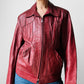Vintage 1970s Maroon Red Zip Front Leather Jacket - Sz. M