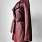 Y2K Maroon Bod & Christensen 70s Style Soft Leather Belted Jacket - Sz. Sm