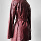 Y2K Maroon Bod & Christensen 70s Style Soft Leather Belted Jacket - Sz. Sm