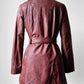 Y2K Maroon Bod & Christensen 70s Style Soft Leather Belted Jacket - Sz. Sm