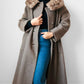 1960s Taupe Fur Collar A-Line Mid-Length Coat