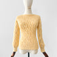 Vintage 1960s - 1970s Buttery Yellow Handmade Long Sleeve Textured Knit Sweater Top - Sz. XS/S