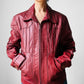 Vintage 1970s Maroon Red Zip Front Leather Jacket - Sz. M