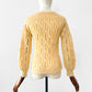 Vintage 1960s - 1970s Buttery Yellow Handmade Long Sleeve Textured Knit Sweater Top - Sz. XS/S