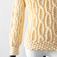 Vintage 1960s - 1970s Buttery Yellow Handmade Long Sleeve Textured Knit Sweater Top - Sz. XS/S
