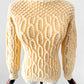 Vintage 1960s - 1970s Buttery Yellow Handmade Long Sleeve Textured Knit Sweater Top - Sz. XS/S