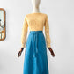 Vintage 1960s - 1970s Buttery Yellow Handmade Long Sleeve Textured Knit Sweater Top - Sz. XS/S