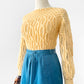 Vintage 1960s - 1970s Buttery Yellow Handmade Long Sleeve Textured Knit Sweater Top - Sz. XS/S