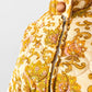 Vintage 1960s Golden Yellow Paisley Floral Patterned Zip-Front Quilted House Dress - Sz. S/M