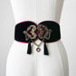 1980s Black and Wine Felted Lover's Tassel Belt