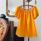Vintage 1960s - 1970s Mustard Yellow Crochet Floral Trim Short Sleeve Peasant Blouse - Sz. S