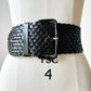 1940s Black Braided Extra Wide Leather Belt - S/M