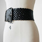 1940s Black Braided Extra Wide Leather Belt - S/M