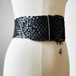 1940s Black Braided Extra Wide Leather Belt - S/M